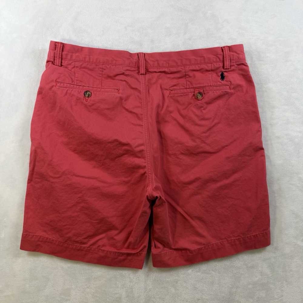 Polo Ralph Lauren Men's 35 Flat Front Chino Shorts Red Stretch 8" Ins Preppy